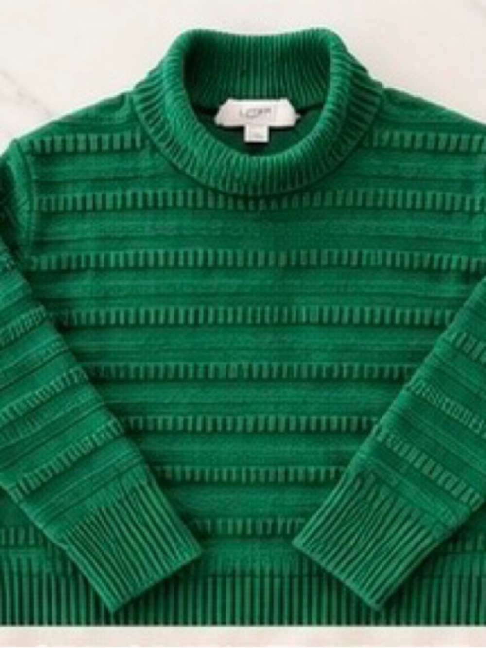 LOFT Emerald Green Ribbed Mock Neck Sweater